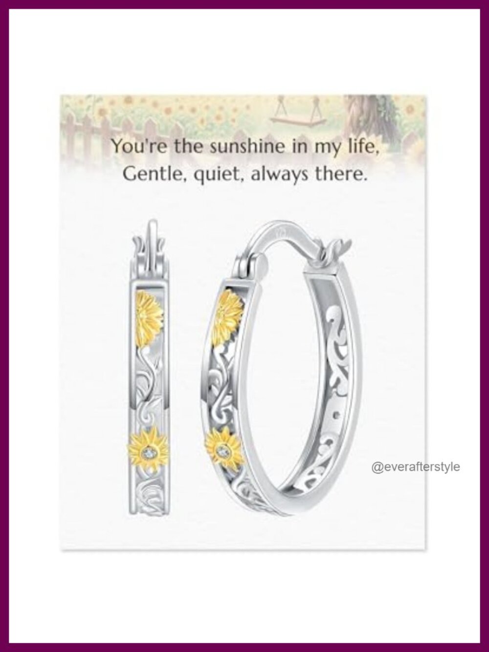 925 Sterling Silver Sunflower Earrings, Hoop Huggie & Heart Dangle Drop, Gold